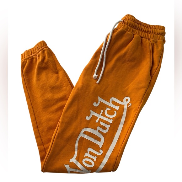 Von Dutch Orange & White Sweatpants Joggers‎  Size XXS Cotton - Picture 1 of 11